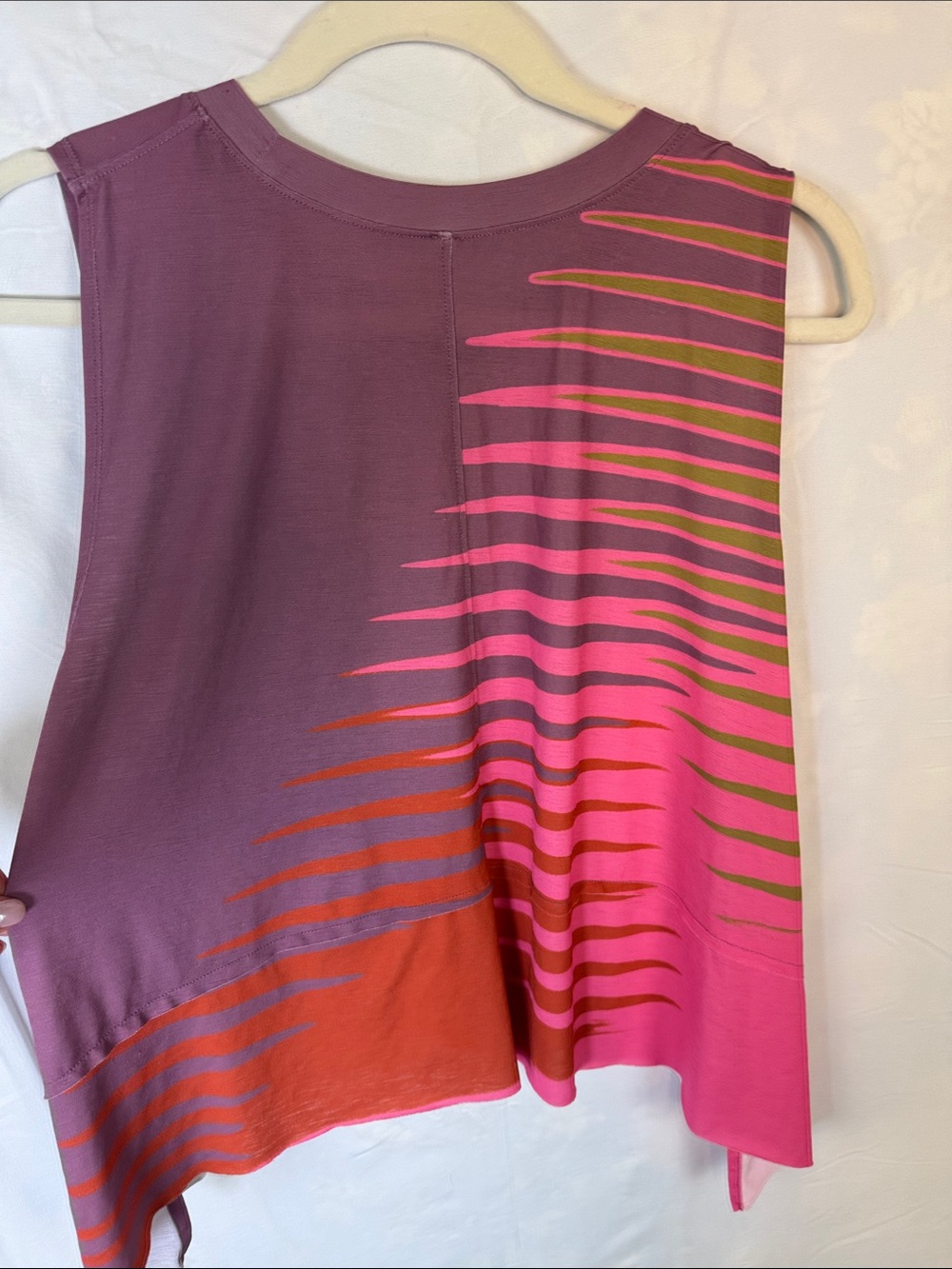 FP Movement by Free People Plum Tank with Pink, Red and Olive Wave Stripes - Picture 4 of 5